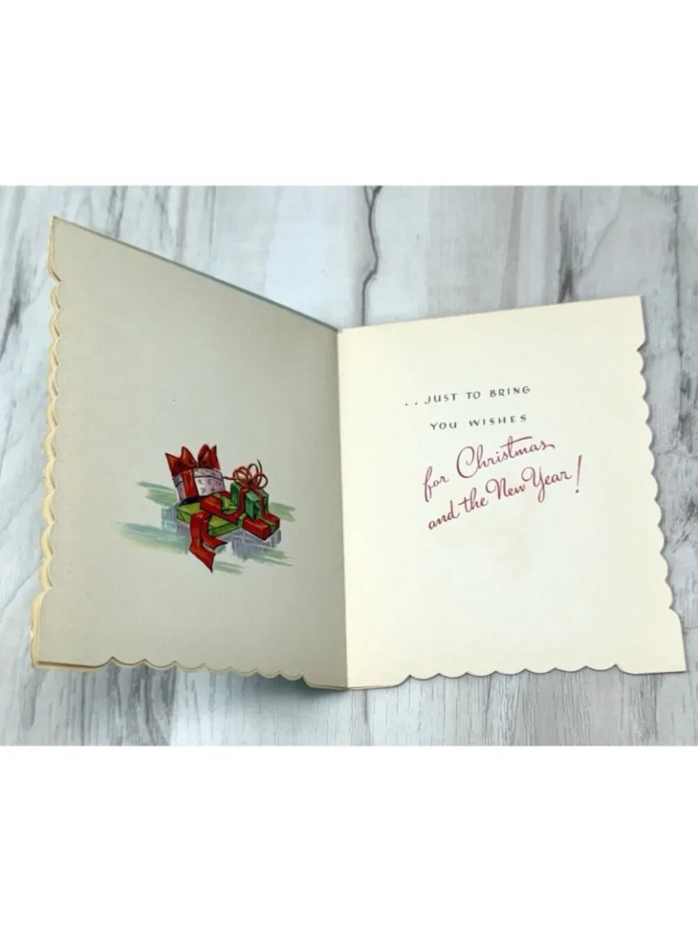 VTG UNUSED Christmas Card Artist EVE ROCKWELL Cheerie Cherubs Ice Skating Deer